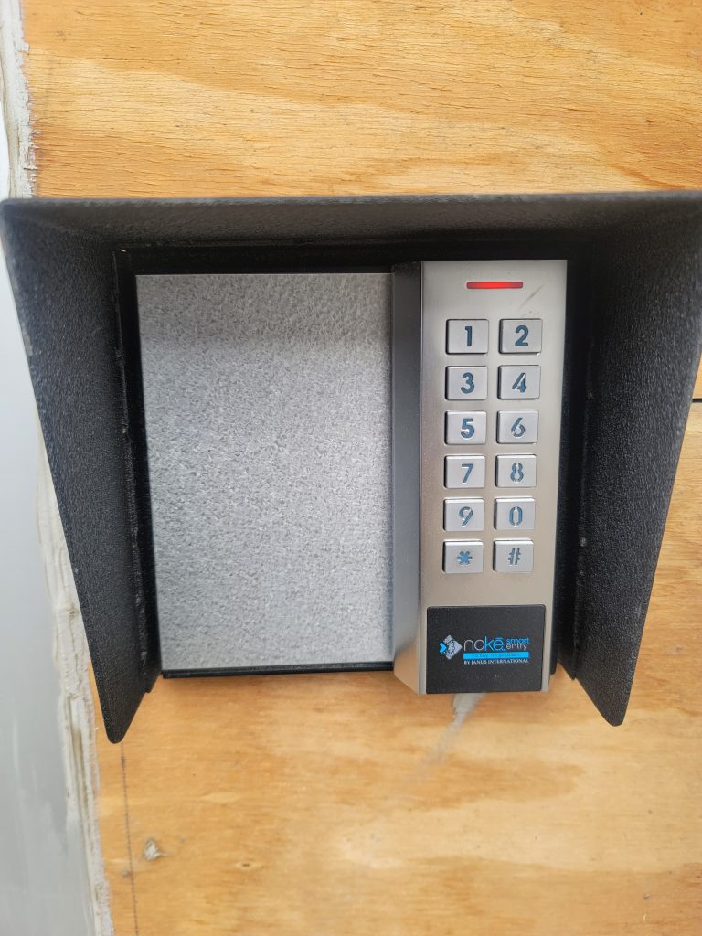 Keypad at Red Barn Storage Facility to get into Climate Controlled Storage Units in Davenport, Iowa