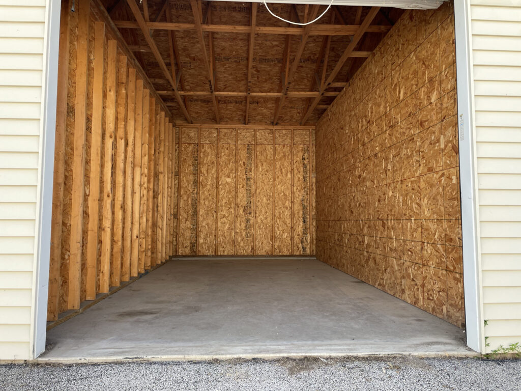 10' x 19' Drive-Up Storage Unit at Red Barn Storage in Davenport, Iowa with a 8.9 width by 8' height roll-up door.