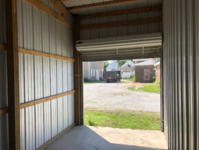 Inside 10' x 19' storage unit with roll up door
