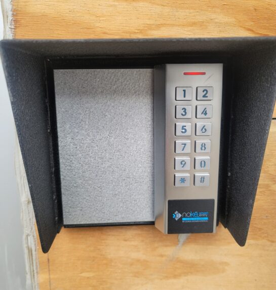 Keypad at Red Barn Storage Facility to get into Climate Controlled Storage Units in Davenport, Iowa